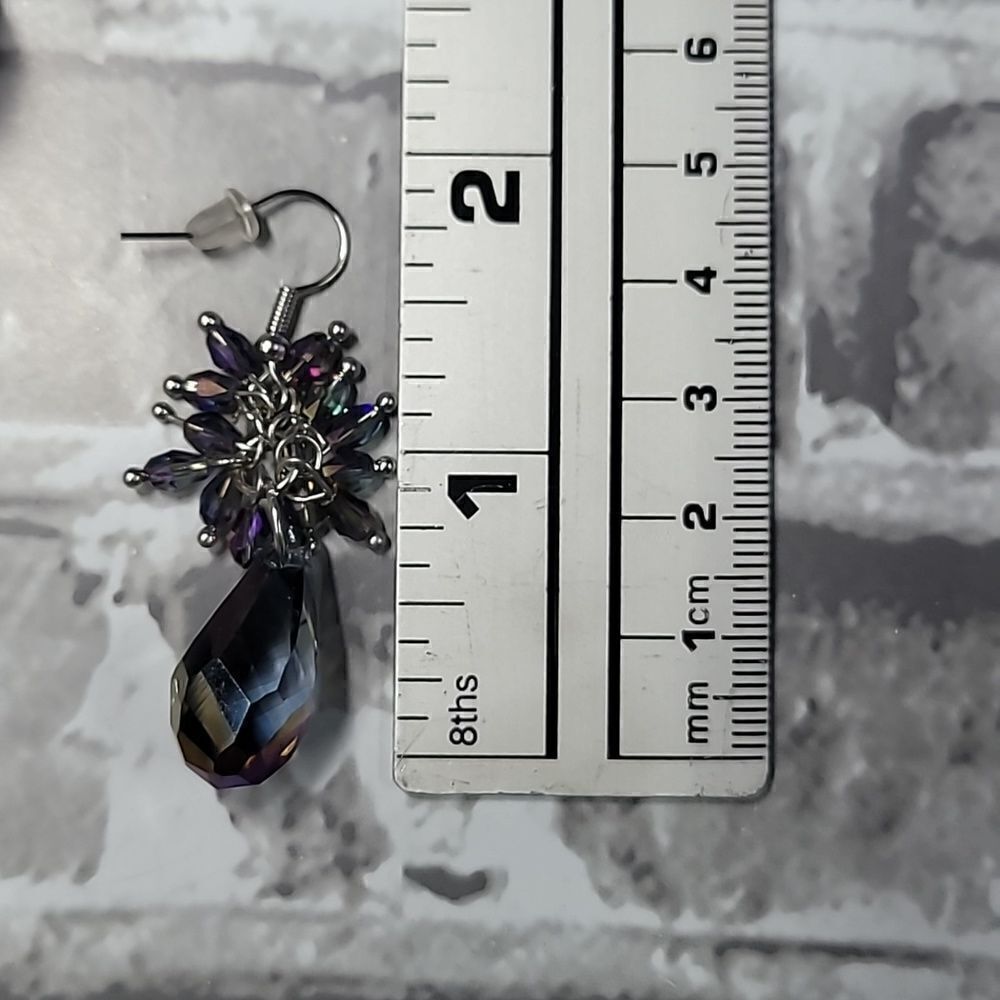 Multi Colored Translucent Dangle Earrings - Picture 2 of 2